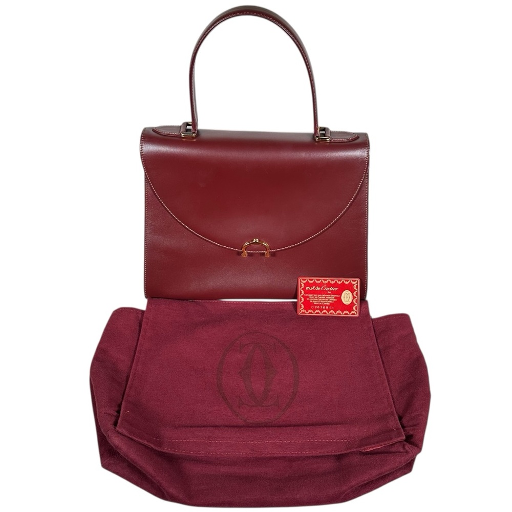CARTIER Must Line Leather Top Handle Bag in Bordeaux - Picture 3 of 16